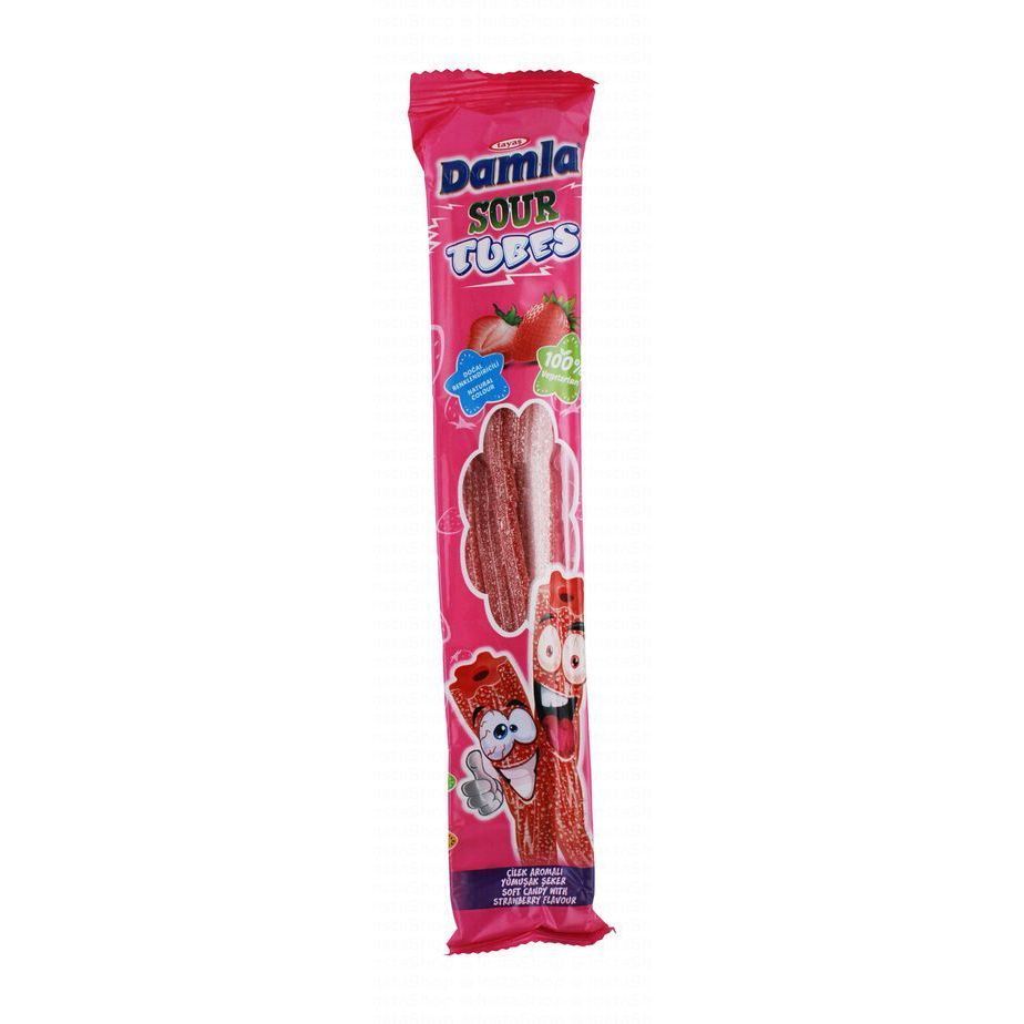 Damla Sour Tubes Candies Strawberry Flavor - vegetarian