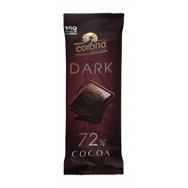Corona 72% Dark Chocolate Bar - vegan, palm oil free, trans fat free