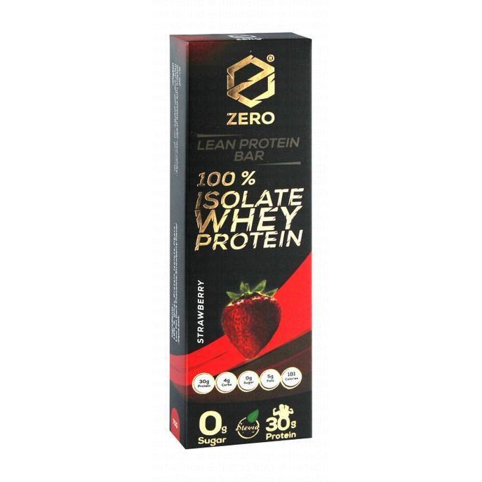 Zero 100% Isolate 30g Lean Whey Protein Bar Strawberry Flavor - GMO free, sugar free, artificial sweetener free