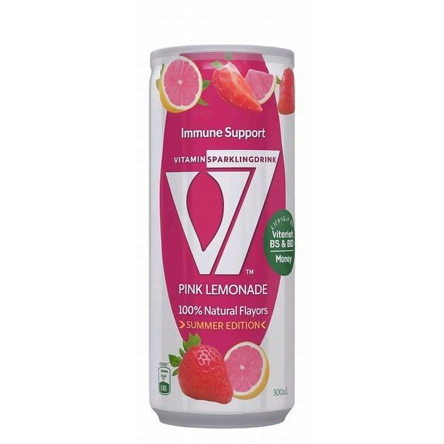 V7 Immune Support Vitamin Sparkling Drink Pink Lemonade Flavor