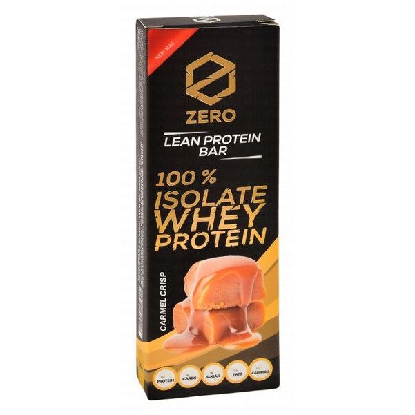 Zero 100% Isolate 22g Lean Whey Protein Bar Caramel Crisp Flavor - no added sugar, GMO free, artificial sweeteners free