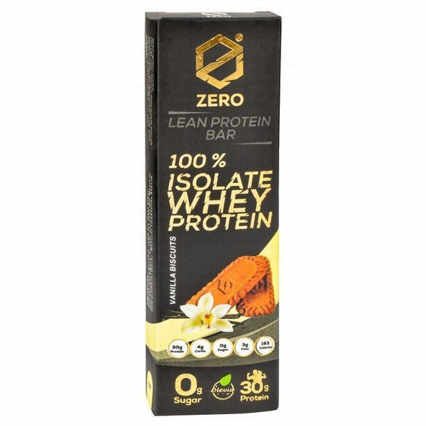 Zero 100% Isolate 30g Lean Whey Protein Bar Vanilla Biscuit Flavor - no added sugar, artificial sweetener free, cholesterol free