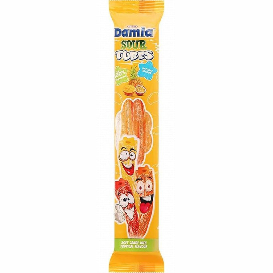 Damla Sour Tubes Candies Tropical Flavor - vegetarian