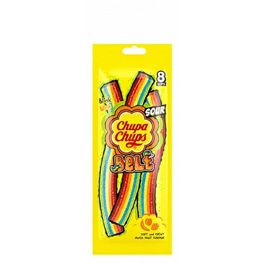 Chupa Chups Sour & Chewy Belt Candies Mixed Fruit Flavor (8 Pieces)