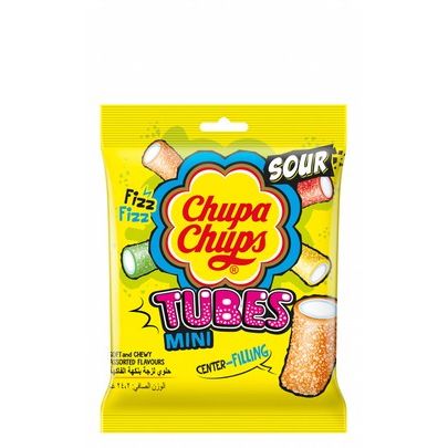 Chupa Chups Sour Mini Tubes Candies with Filling Assorted Flavors