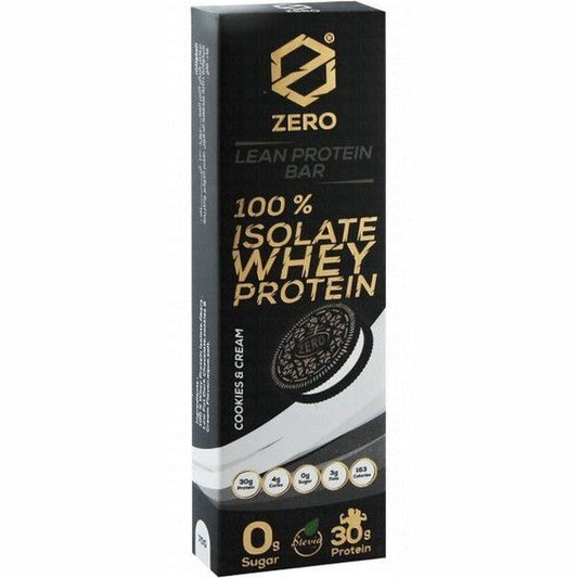 Zero 100% Isolate 30g Lean Whey Protein Bar Cookies & Cream Flavor - GMO free, sugar free, artificial sweetener free