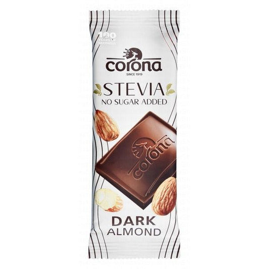 Corona 55% Dark Chocolate Bar with Stevia & Almond - vegan, no added sugar, preservatives free