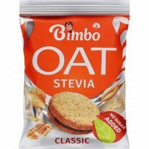 Bimbo Classic Wholegrain Oat Biscuit with Cocoa Cream & Stevia - vegan, no added sugar, preservatives free