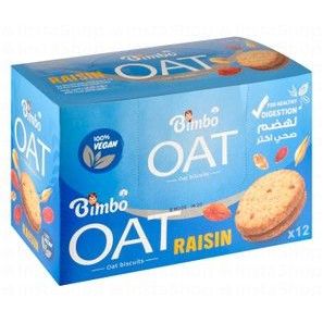 Bimbo Wholegrain Oat & Raisin Biscuits Filled with Cocoa Cream - vegan