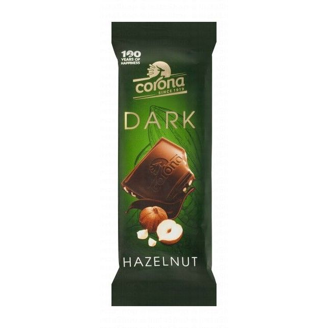 Corona 55% Cocoa Dark Chocolate Bar with Hazelnuts - palm oil free, gluten free, preservatives free