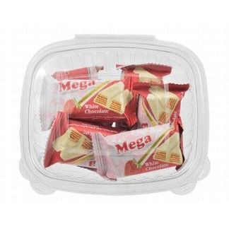 Mega White Chocolate Coated Wafers Filled with Cocoa Butter Substitute & Strawberry Cream