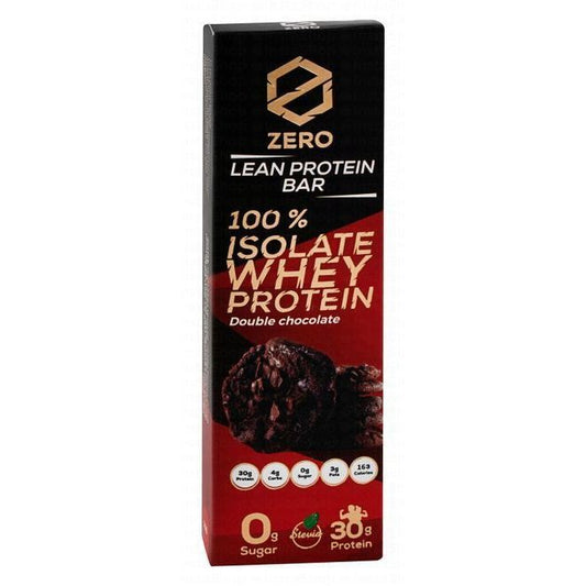Zero 100% Isolate 30g Lean Whey Protein Bar Double Chocolate Flavor - no added sugar, artificial sweetener free, cholesterol free